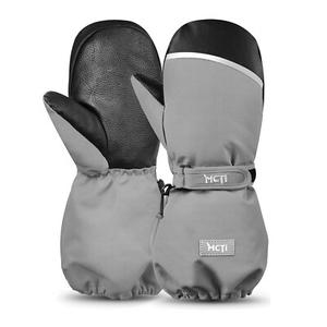MCTi Kids Mittens Waterproof Ski Warm Long Cuff Gloves Grey/Black, Size: XXXS