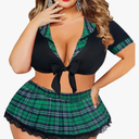 Avidlove Sexy Plus Size Lingerie Set for Women Sexy School Girl Halloween Costumes Cosplay Lingerie with Mini Skirt, Size XXL