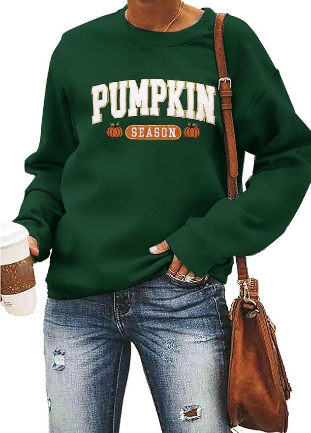 Women's Halloween Sweatshirt Pumpkin Season Fall Shirt Embroidered Outfits, S