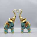 Large Gold Elephant Statue for Home Decor, Small Elephant Figurines (2 Pcs Medium) (9)