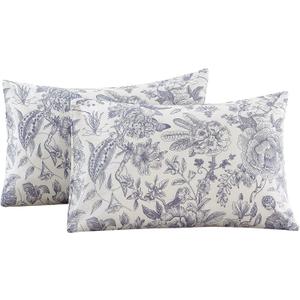 ECOCOTT 2 Pack Pillowcase Queen Size with Vintage Floral Pillow Cases Set, 100% Cotton Queen Pillow Covers Envelope Closure (Queen, 20"x30")