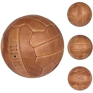 Vintage Soccer Ball Antique Leather Football Size 5, Light Brown