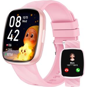 Smart Watch for Kids-Watches for Girl boy Teens IP68 1.75" Fitness Tracker with Heart Rate Sleep Monitor Pedometer Alarm Clock Games-Kid Sport Watch for 4-14 Ages Girls boy Gift Pink