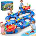 VATOS 2-Tier Toddlers Water Table Toy, 114 PCS DIY Dual-Basin Water Pump, Summer Outdoor Water Toys Backyard, Beach, Balcony, Garden Fun Water Playset for Girls, Boys 3-5 Years Old Pets Families, Tabletop