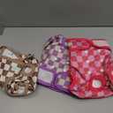 wegreeco Washable Female Dog Diapers Highly Absorbent Reusable Diapers for Dog in Heat Period Diapers, 3 Pack (Checkerboard Red, Purple, Coffee, Medium) (Medium (12"-15" Waist))