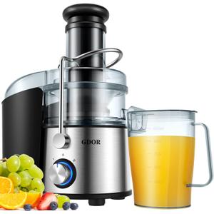 Exprimidor GDOR de 1200 W con disco de corte mejorado de titanio, exprimidor de canal de alimentacin ms grande de 3 pulgadas para frutas y verduras enteras, exprimidor centrfugo con jarra de jugo