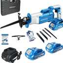 Reciprocating Saw Cordless, Battery Powered with 22.0Ah Batteries & 4 Blades, High Power Saw with Long Runtime, Portable Variable Speed Electric Saw for Wood/Metal/PVC/Plastic Cutting