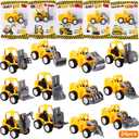 Roowest 24 Set Valentine's Day Gifts for Kids Bulk Construction Vehicle Valentines Card Pull Back Construction Truck Toy with Card for Girl Boy School Classroom Preschool Exchange Gifts Party Favor