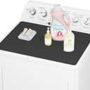 CSKY 1Pc Washer and Dryer Covers for the Top, 25.5''17.5'' Fabric Laundry Countertop Mat, Anti-Crease Rolled Packaging, Non-Slip Rubber Base, Washer Dryer Topper for Top Load Machine (Black)