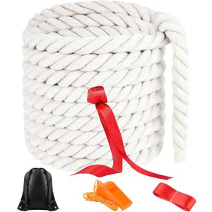 NEBURORA 20FT Tug of War Rope for Adults Outdoor Games Field Day Family Reunion Summer Outside Yard Backyard Lawn Camping Picnic Carnival Party Games Beige