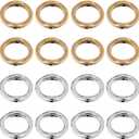 SUNNYCLUE 1 BOX 100PCS 15mm Alloy Round Bead Frames Beads Connector Metal Silver Bronze Circle Link Ring Bezel Hollow Frame Spacer Bead Bulk for Jewellery Making Beading Accessories Diy Earrings Craft