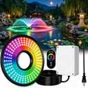 Pond Fountain Aerator Lights RGBW 20000LM LED Fountain Light with 100FT Power Cord AC 120V, 100ft Cable with Controller IP68 Waterproof,Wireless Sync Control with Most Pond Aerators