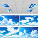 ROCEEI Pack of 4 Fluorescent Light Covers for Ceiling Lights, 4 x 2 Ft, Magnetic Light Covers for Classroom Office Home School Ceiling Decor(Blue Sky White Clouds)