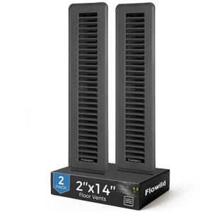 2 Pack Vent Covers, 2 x14 Floor Register, Heavy Duty Steel Walkable Vent Covers for Home Floor, Easy Adjust Air Supply Lever, for Floor, Grey