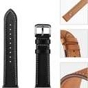 Genuine Leather Bands Compatible with Apple Watch Band Series 10 9 8 7 6 5 4 3 2 1 Ultra SE 49mm 46mm 45mm 41mm 44mm 40mm 42mm 38mm Women Men Top Calfskin for iWatch Wristband Replacement Strap (Black-Black Pin Buckle)