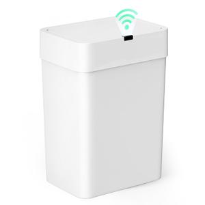 Cesun Bathroom Trash Can with Lid, 4 Gallon Motion Sensor Garbage Can Automatic Touchless Trash Cans, Slim Plastic Smart Waste Basket for Bedroom, Office, Living Room, White