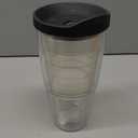 Tervis Clear & Colorful Lidded Made in USA Double Walled Insulated Tumbler Travel Cup Keeps Drinks Cold & Hot, 24oz, Black Lid, 1 Count (Pack of 1)
 Black Lid