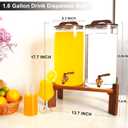 2PCS 1.6 Gallon Drink Dispenser,Glass Water Dispenser with Stand,Beverage Dispenser with Stainless Steel Spigot,Drink Dispensers for Parties,Bars,Restaurants