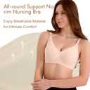 Double Couple Comfort Nursing Bras for Breastfeeding Sleeping Maternity Bra Seamless V Neck Wireless Bra with Extenders (Small, Nude)