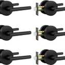 Goldenwarm Matte Black Door Handles Passage, Zinc-Alloy Heavy Duty Black Door Handle for Hall and Closet, Lever Door Handles, Passage Door Hardware for Hallways, Closets and Laundry Rooms(6 Pack)