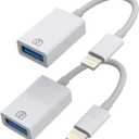 iPhone OTG Adapter(2Pack)lightning male to USB Female Converter Data Sync dongle for 14 13 12 11 pro max 7 8 plus ipad Camera Card Reader USB Flash Drive Mouse Keyboard Hub MIDI Piano Connector U Disk