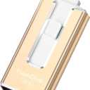 MFi Certified 256GB Flash Drive for iPhone iPad, Photo Stick for External Memory Storage, Easily Back Up and Save Photos Videos, USB Memory Stick Thumb Drive for iPhone/iPad/Android/PC (Gold, 256GB)