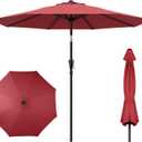 HOMSHADE 9ft Outdoor Patio Umbrella - Market Table Pool Deck Umbrella UPF50+ UV Protection with Push Button Tilt, Crank and 8 Sturdy Ribs (Red, No base)
