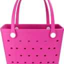 Lightweight Extra large Rubber Beach Bag Small mini Tote Bag for Gym Waterproof medium Open Handbag for Pool Sports (Medium(15*6*12.6in), M-rose Red)