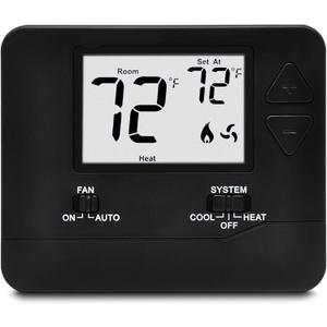 ELECTECK Non-Programmable Digital Thermostat for Home, up to 1 Heat/1 Cool with Large LCD Display, Compatible with Single Stage Electrical and Gas/Oil System, Black