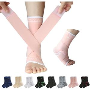 ABIRAM Ankle Brace, Ankle Compression Sleeve, Foot Sleeve (1 Pair) with Strap, Ankle Support for Sprained Foot & Arch, Plantar Fasciitis Relief Socks, Achilles Tendonitis, Women & Men,For Sports