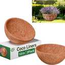 Halatool 2 Pack 10 Inch Coconut Liners for Planters Round Coco Coir Hanging Basket Liner for Flowers Vegetables Balcony Garden Patio Porch Home Decor