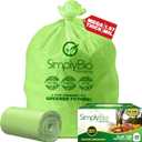 Simply Bio 30-33 Gallon Compostable Trash Bags Liners Flat-Top, Heavy Duty Extra Thick 1.57 Mil, 124.92 Liter, 30 Bags, Lawn, Yard, and Restaurant Use, ASTM D6400, US BPI, OK Compost Home Certified