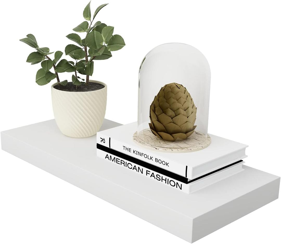 WELLAND Simons Floating Wall Shelf Ledge Shelves, 18-Inch, White