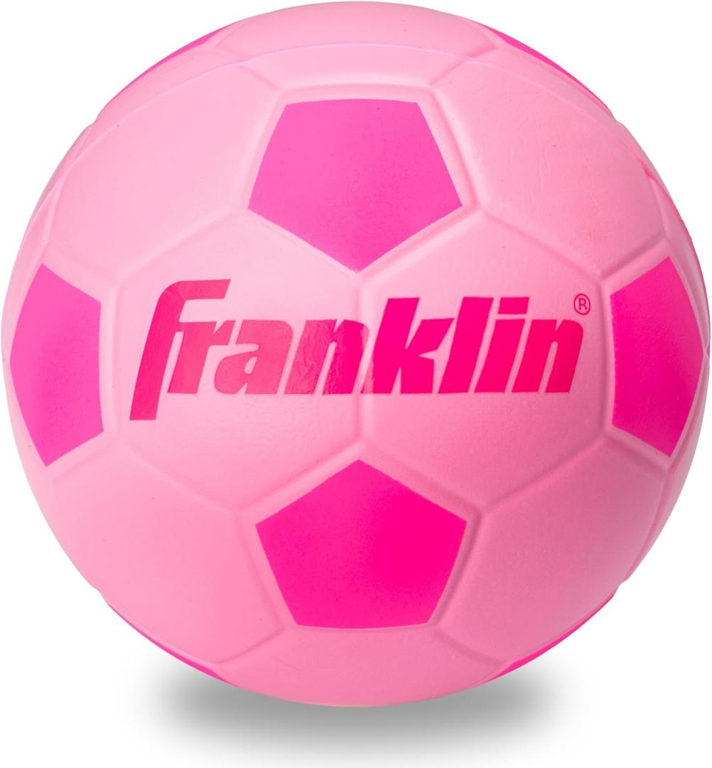 Franklin Sports Kids Foam Soccer Ball - Mini Soft Foam Youth Soccer Ball - Indoor + Outdoor Toy Soccer Ball for Kids - Probrite 6.5" Mini Foam Ball - Soft Backyard + Practice Toy Ball - Pink