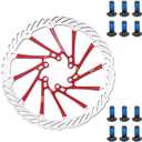 YBEKI 2-Pack Bike Disc Brake Rotor (160/180/203mm) CNC-Machined / 12 Bolts - 6-Hole Lightweight Stainless Steel Rotors with Heat Dissipation Holes for MTB/Road/BMX Bikes (Red)