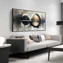 Abstract Paintings Wall Art for Living Room - Black and White Wall Decor Bedroom - Black Framed Wall Art for Office Size 24" x 48" (24.00" x 48.00" Framed)