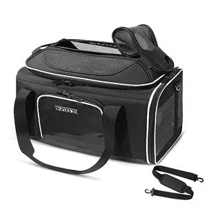 Petskd Top-Expandable Pet Carrier 17x12x8.5 Inches JetBlue Allegiant Spirit Airline Approved, Soft-Sided Carrier for Small Cats and Dogs with Locking Safety Zippers and Anti-Scratch Mesh(Black)