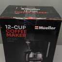 Mueller 12-Cup Drip Coffee Maker - Borosilicate Carafe, Auto-Off, Reusable Filter, Anti-Drip, Keep-Warm Function, Clear Water Level Window Coffee Machine, Kitchen Essentials & Accessories (Black)