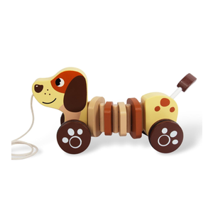 Baby Toys Car,Wooden Pull Along Toddler Toy, Developmental Toy for 1 Year Old Girl Boy Birthday Gift, Brown