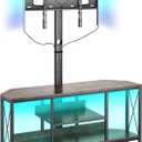 VEVOR 45" TV Stand with Mount for up to 75 in TVs, Entertainment Center with Power Outlet & LED Lights, Height Adjustable TV Console with Mount with 3 Tiers Storage Cabinets for Bedroom, Living Room
