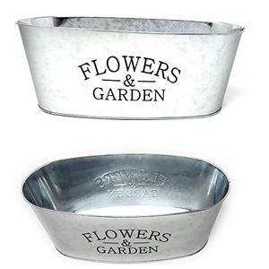 JGT Mini Metal Farmhouse Oval Shaped Garden Planter ''Flowers