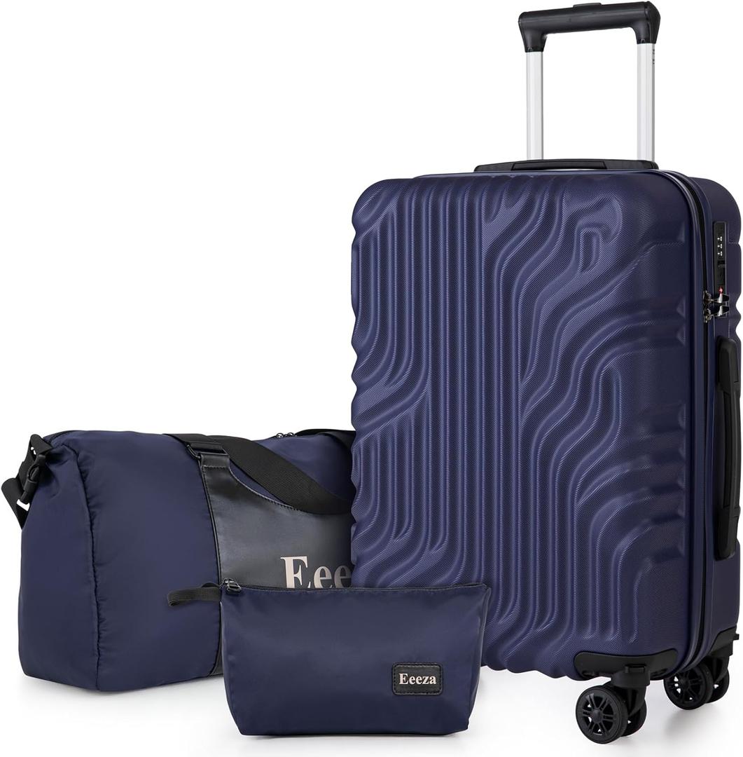 Carry On Luggage Set 22x14x9 Airline Approved, 3 Piece 20 Inch Lightweight ABS Hardside Suitcases with Spinner Wheels and TSA Lock