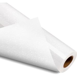 VinylRus White Glitter HTV Heat Transfer Vinyl Roll - 12 x 10ft for T-Shirt, Clothing, Bags - Iron-on Vinyl for All Cutter Machines - Easy to Cut and Weed