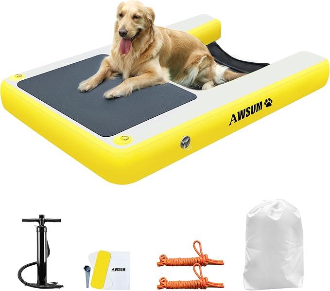 AWSUM Inflatable Dog Water Ramp Pool Float Floating Ramps for Dogs On Water Ladder Steps Ideal for Pools, Lakes, Boats and Docks,with Non-Slip Pad