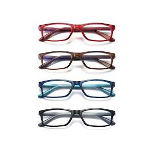 RaoOG Reading Glasses Blue Light Blocking for Men Women,Rectangular Frame Computer Readers with Spring Hinge 4-Pack +1.0
