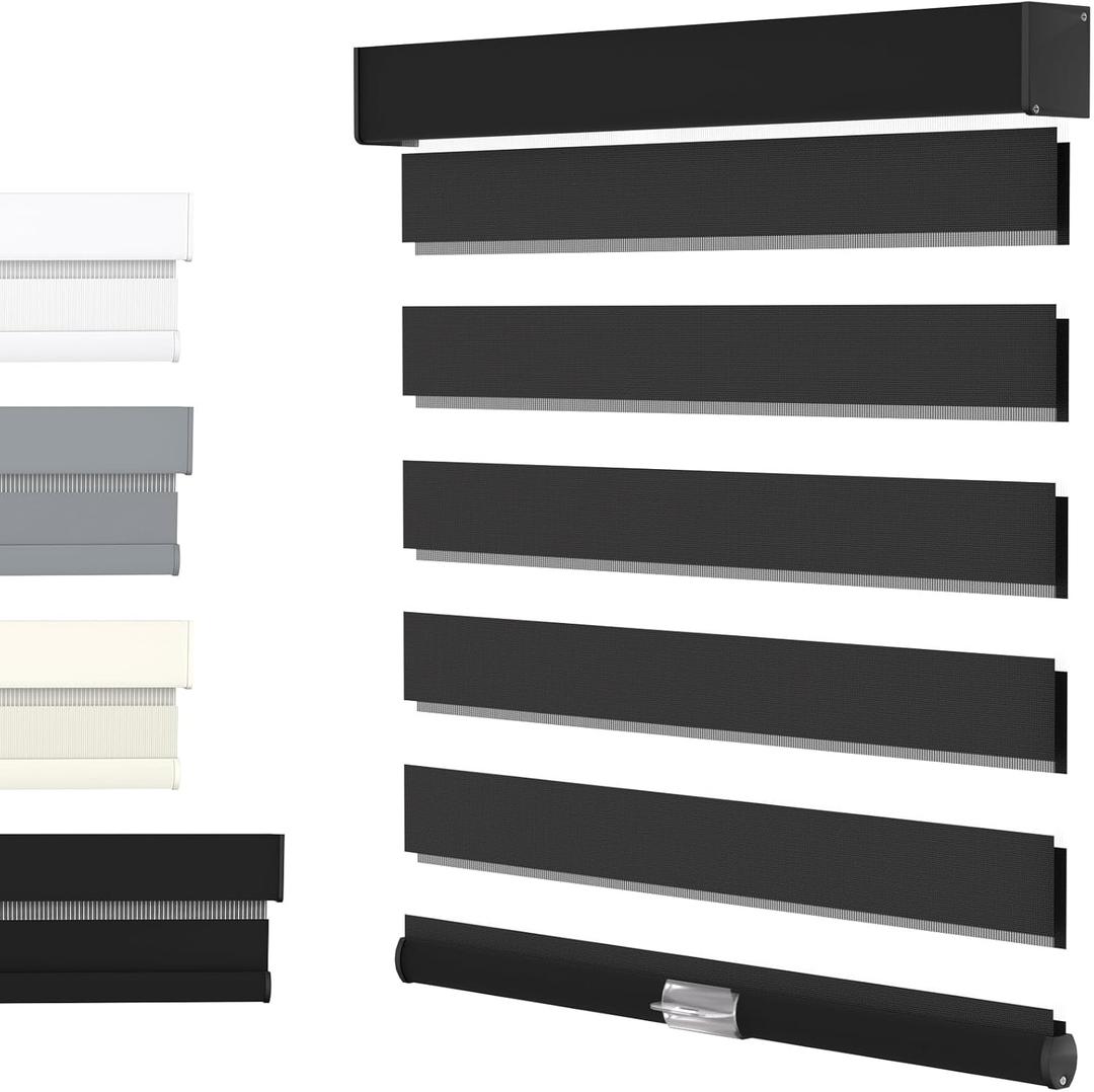 MYshade Cordless Zebra Blinds for Windows with Free-Stop(Black,24" W x 72" H) Dual Layer Shades for Day & Night Privacy and Light Filtering, Perfect for Home & Bedroom, Easy to Install