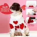 Hillban Valentines Dog Costume Pet Knitted Heart Sweater Small Puppy Clothes Warm Soft Outfits for Small Dogs and Cats(Chest 15.7in,Neck 10.2in,Back Lengt 14.2in)