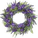 Lavender Wreath for Front Door Spring Summer Wreaths for Front Door, 20 Inch Doors Wreaths for Front Doors Outside All Season, Summer Wreath for Home Wall Window Party Wedding Decor Indoor Outdoor