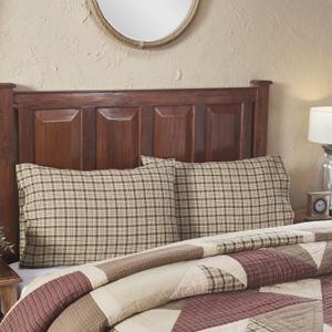 VHC Brands Cider Mill Standard Plaid Pillow Case, Tan, 21x30, Set of 2
