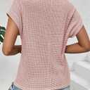 Dokotoo Women's Tops Casual Scoop Neck Short Sleeve Waffle Knit Hollow Out Shirts Loose Tunic Tops Blouses (Pink, XL)